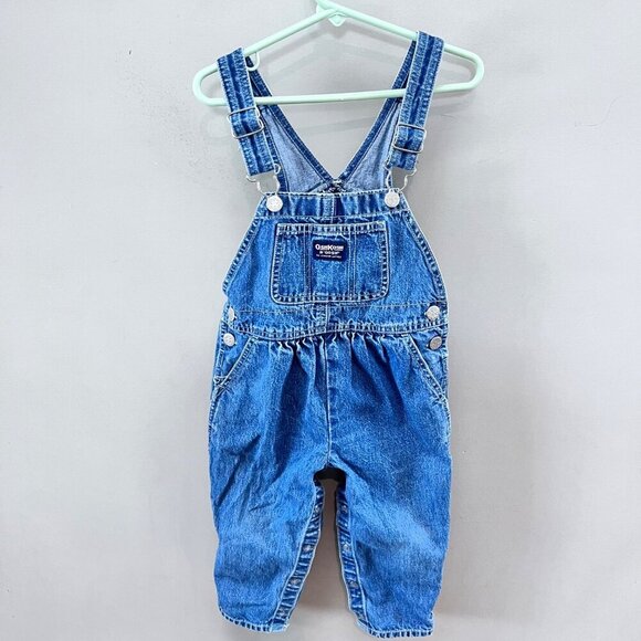 OshKosh Bgosh Toddler Denim Overalls 2T Blue 100% Cotton‎ Adjustable Straps - Picture 1 of 4